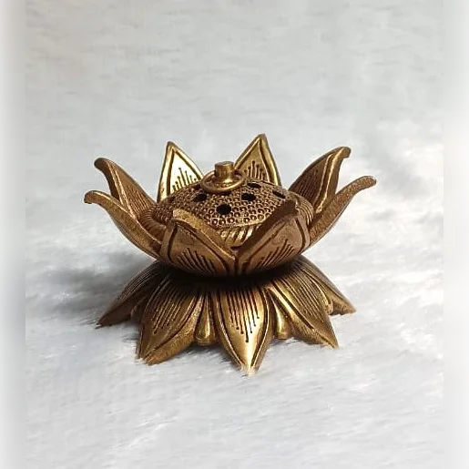 Brass Lotus Dhoop Dani – Kamal Design Incense Burner for Pooja - Image 3