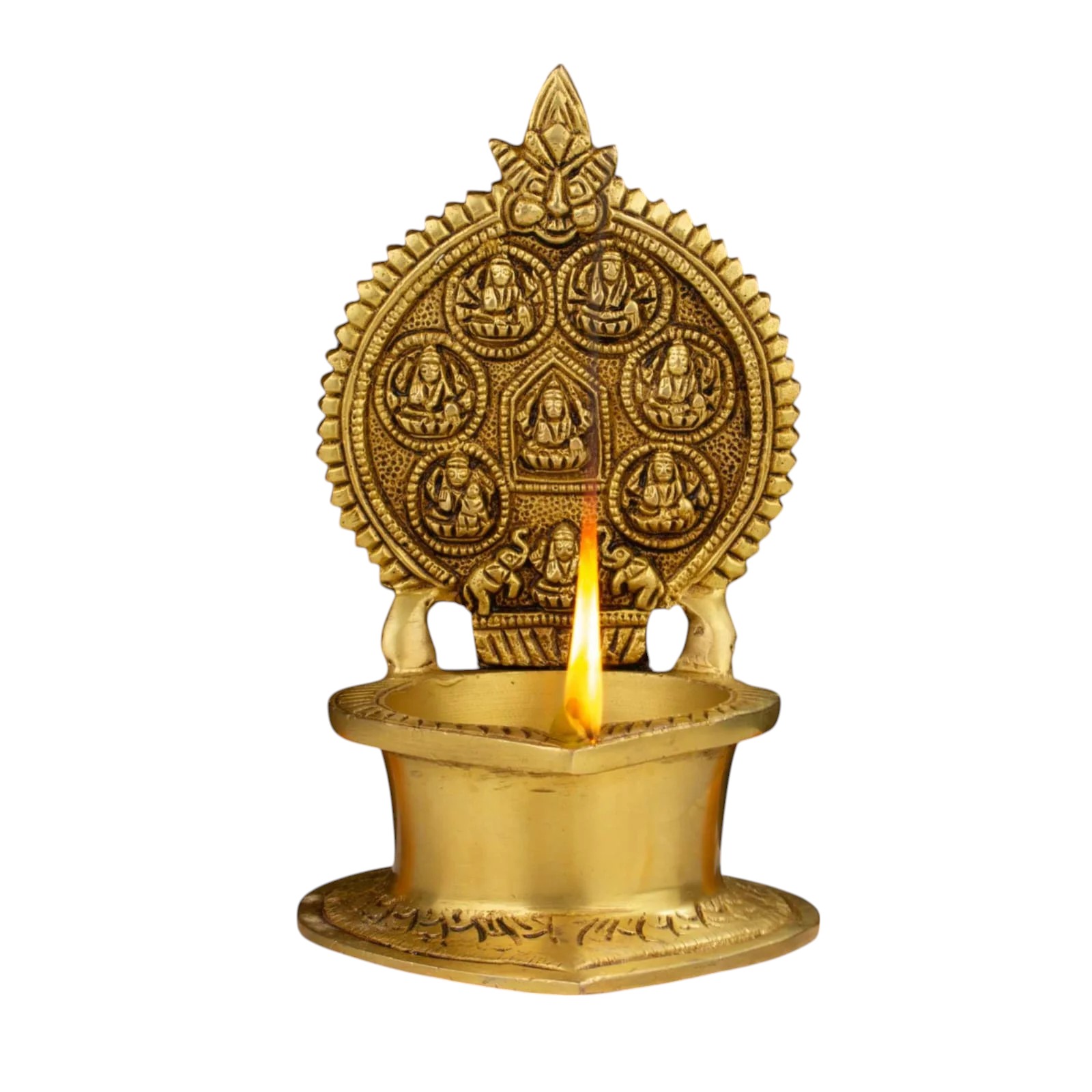 Pure Brass Ashta Lakshmi Lamp Big Size for Pooja and Gifts