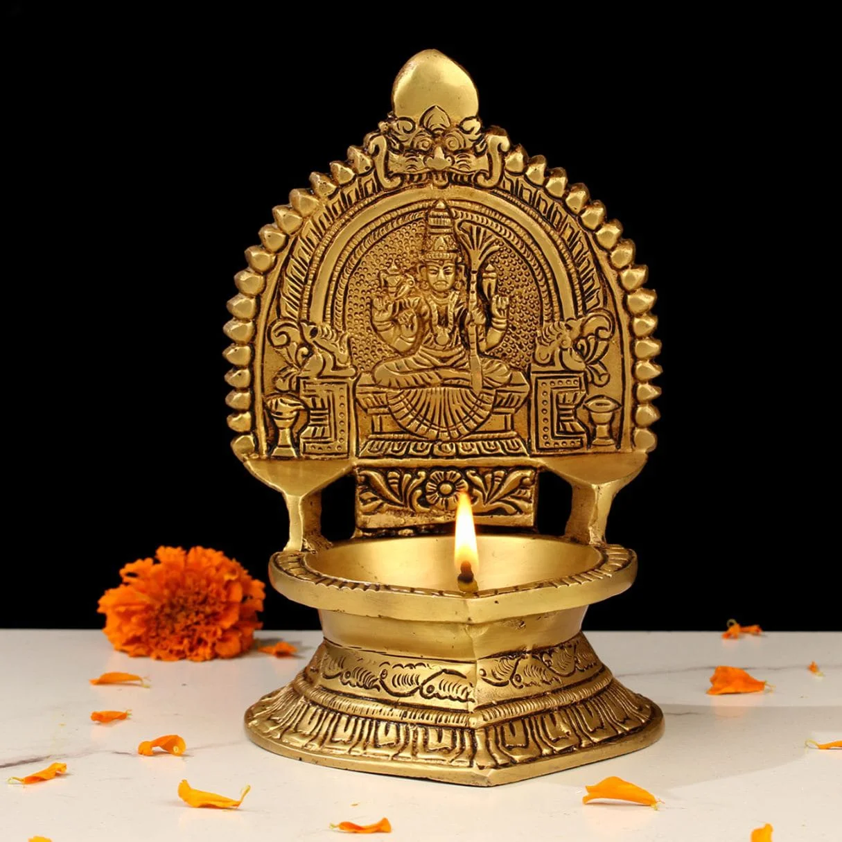 Pure Brass Kamatchi Lamp Big Size for Pooja and Gifting