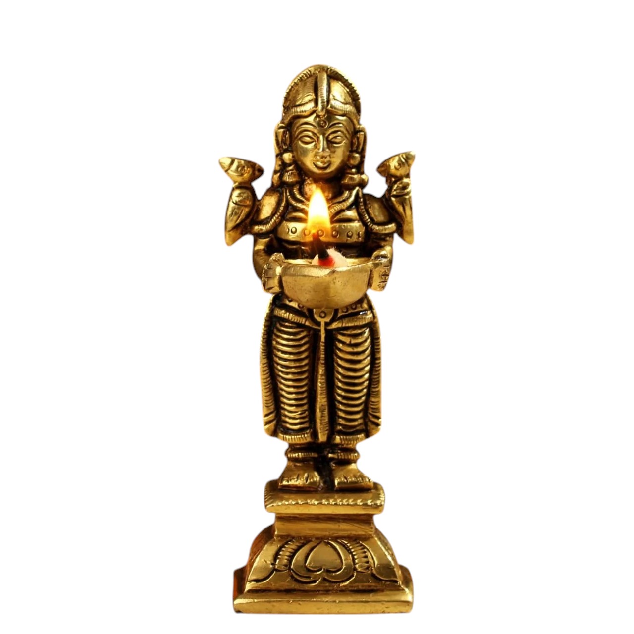 Handcrafted Small Brass Deep Lady Diya for Home and Pooja Decor