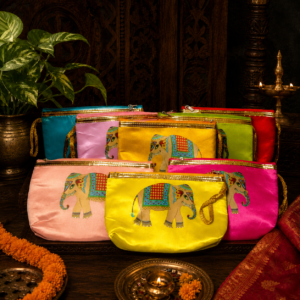 Silk Elephant Design Purse – Ethnic Gift Bag for Return Gifts & Party Favors