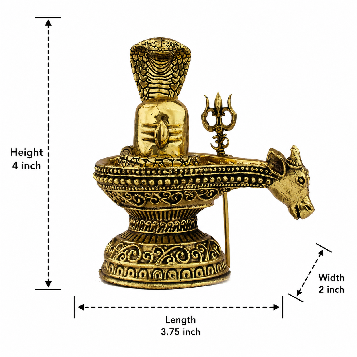 Brass Shiva Lingam with Nandi Maharaj figurine in golden finish for pooja, home temple, and spiritual décor