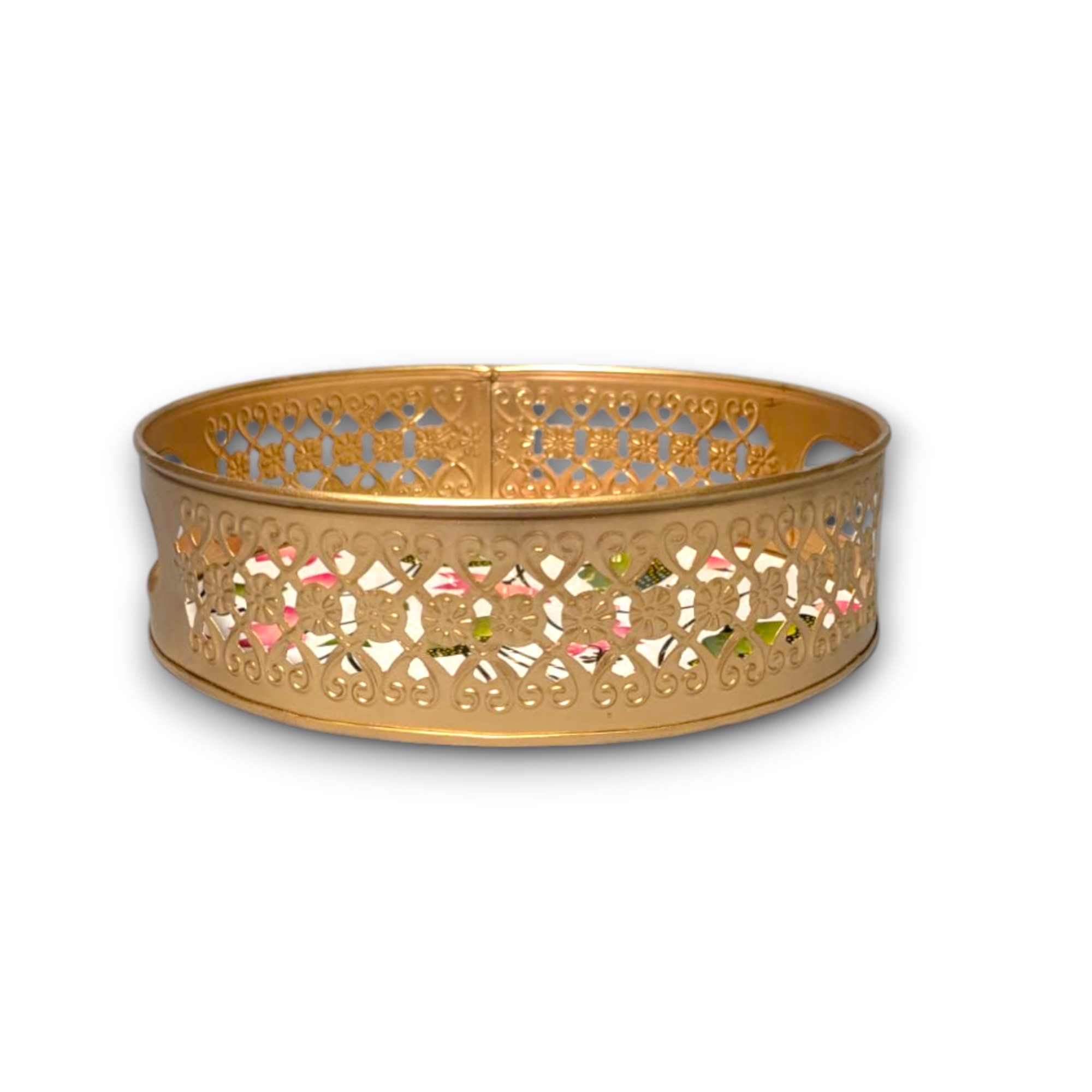 Pichwai Printed Metal Tray with Floral Design in White for Serving and Décor