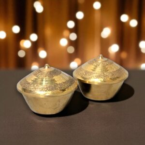 Traditional brass kumkum sindur box set of 2 for pooja and return gifts