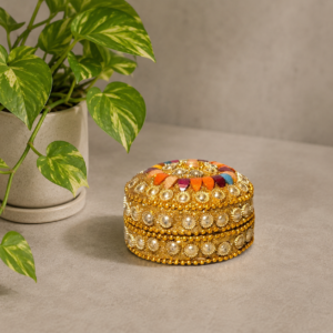 Handcrafted stone multi-colour kumkum holder for pooja and return gifting