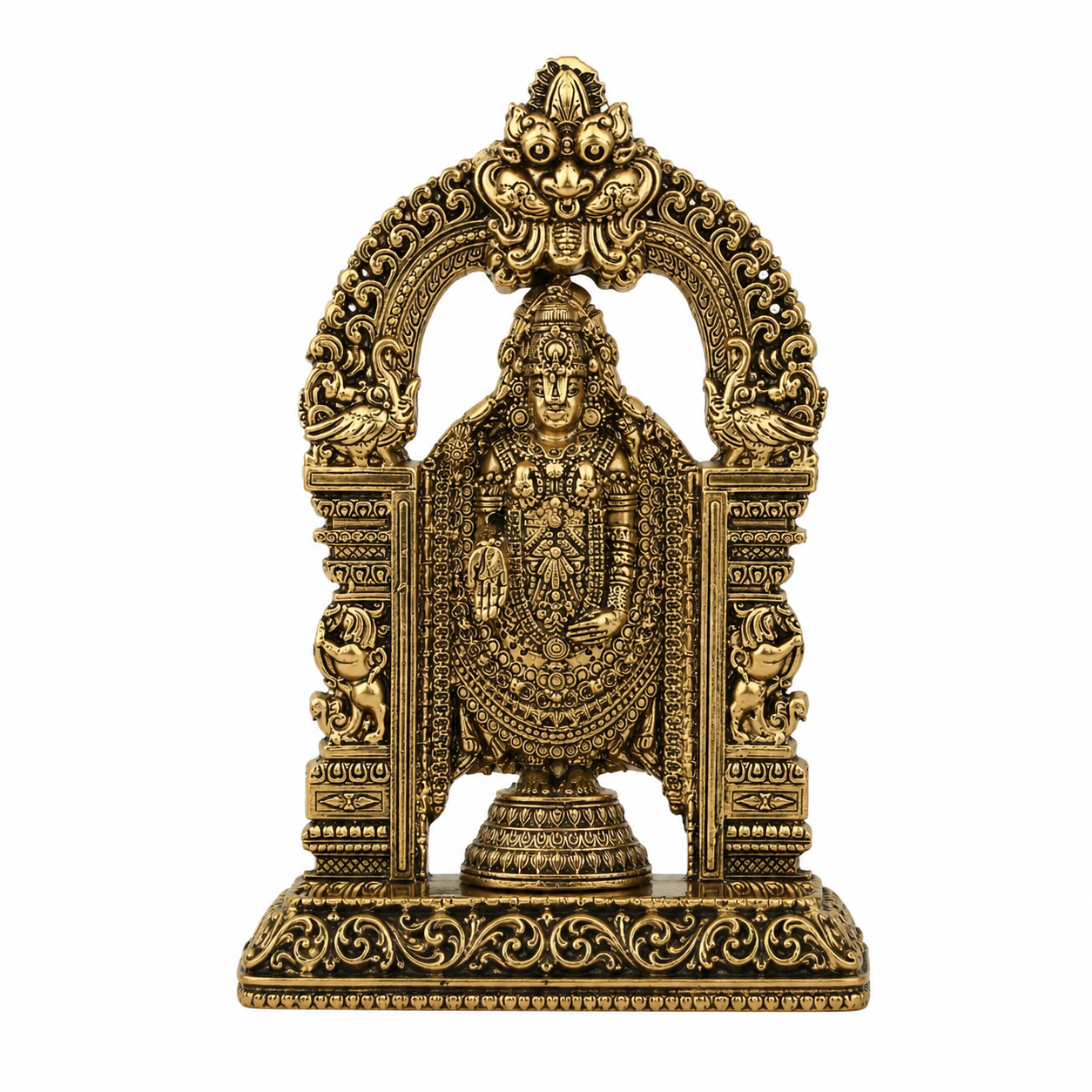 Premium brass Tirupati Balaji Venkateshwara idol in golden finish – 6 inch statue for pooja and home decor