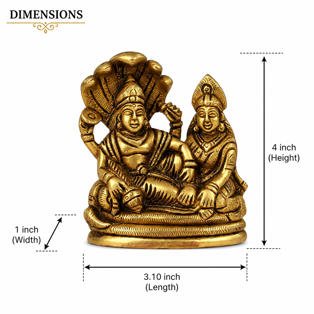 Brass Vishnu Lakshmi Idol for Home Temple Decor and Spiritual Gift Statue