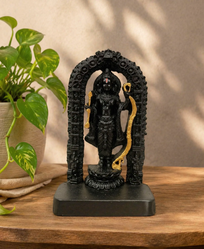 Ayodhya Ram Lalla Murti Plain Black Statue for Home & Mandir Pooja Decoration