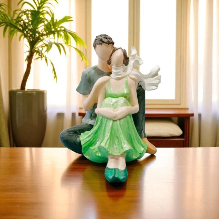 Relaxed Couple Sitting on Floor Resin Statue for Romantic Home Decor and Gifting