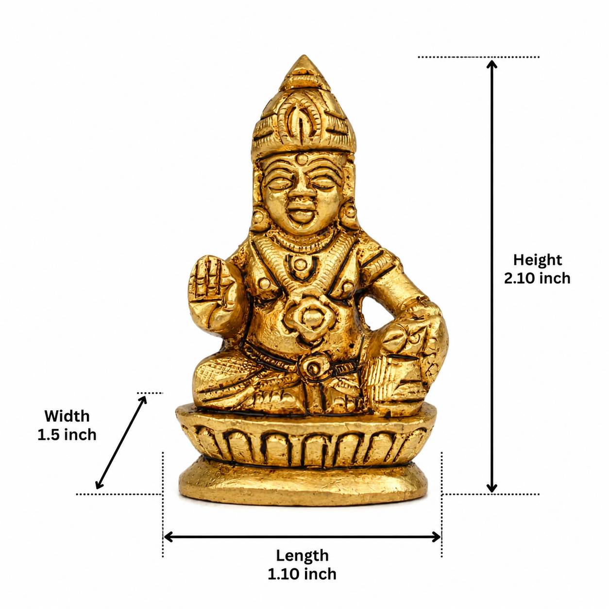 Small Brass Kuberan Idol in Sitting Posture – Wealth God for Pooja and Vastu