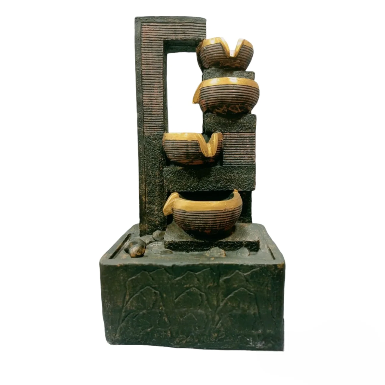 Modern rectangular tabletop lamp fountain with LED light for home and office decor