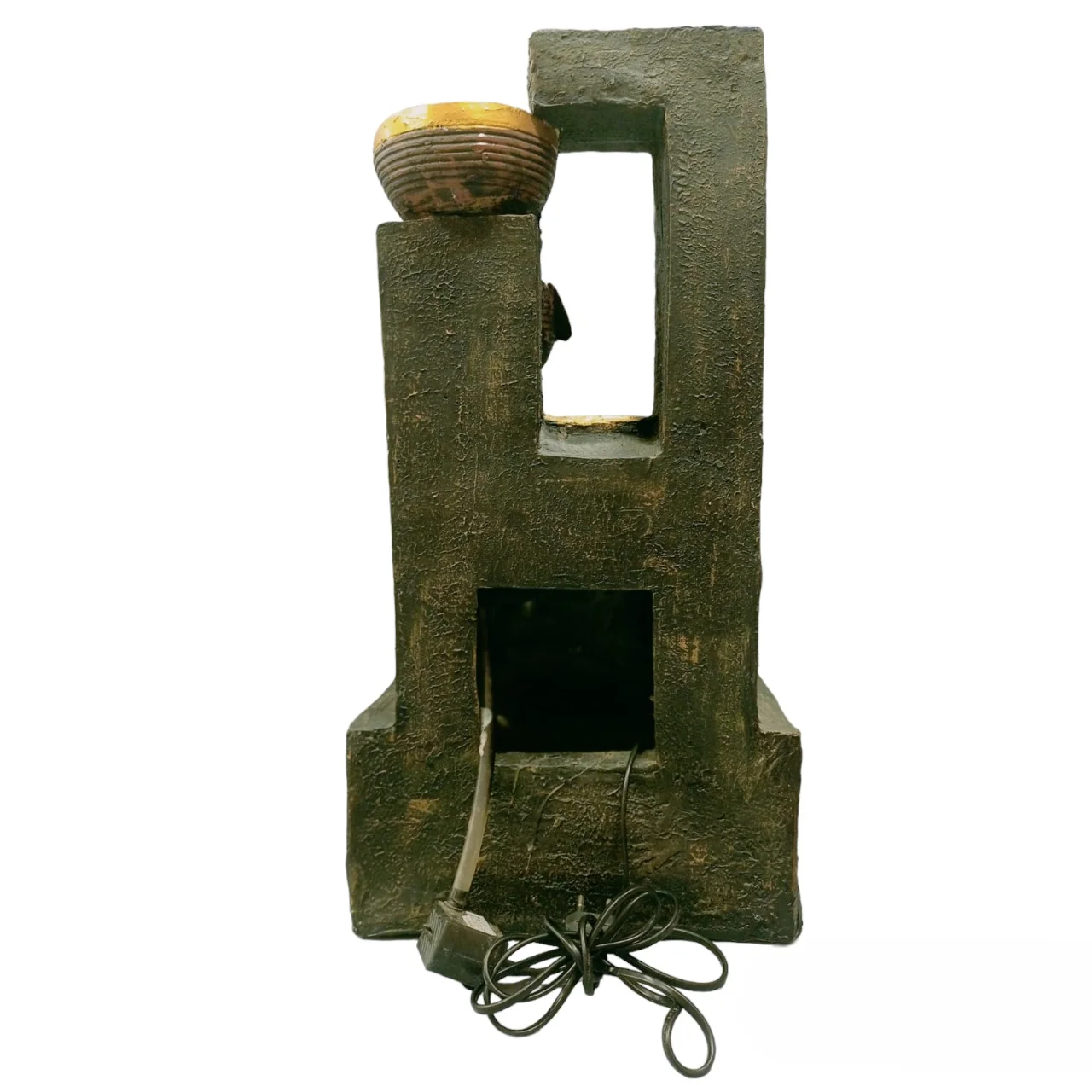 Modern rectangular tabletop lamp fountain with LED light for home and office decor