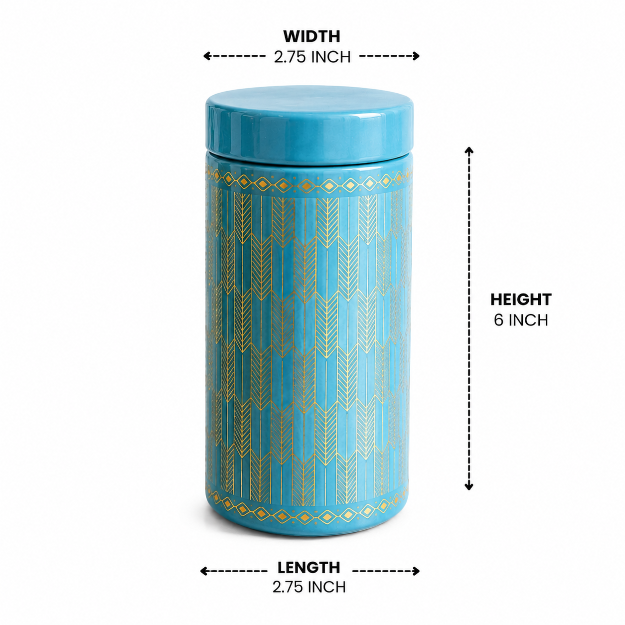 Premium airtight tin jar in blue color – 6 inch storage container for gifts and dry fruits