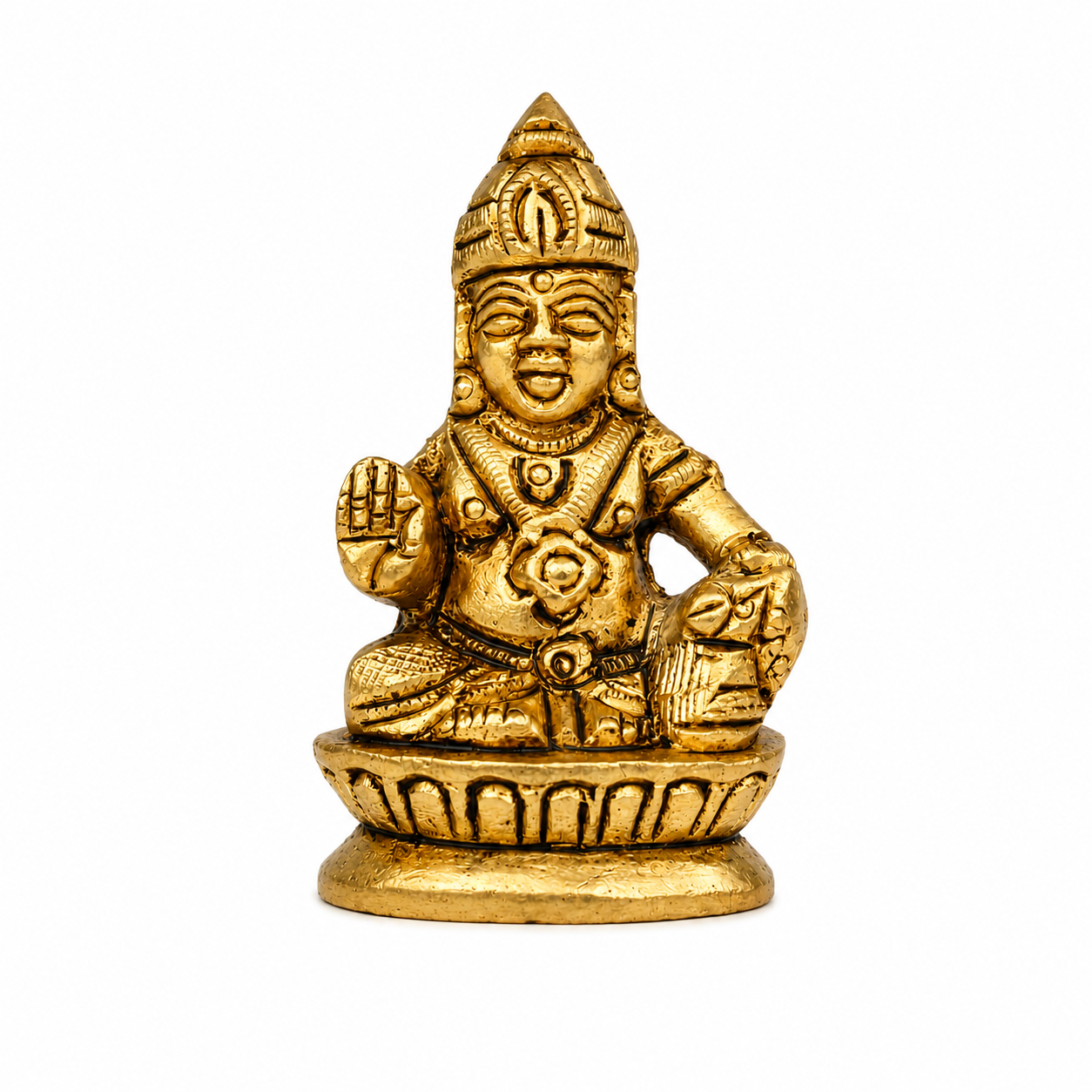 Small Brass Kuberan Idol in Sitting Posture – Wealth God for Pooja and Vastu