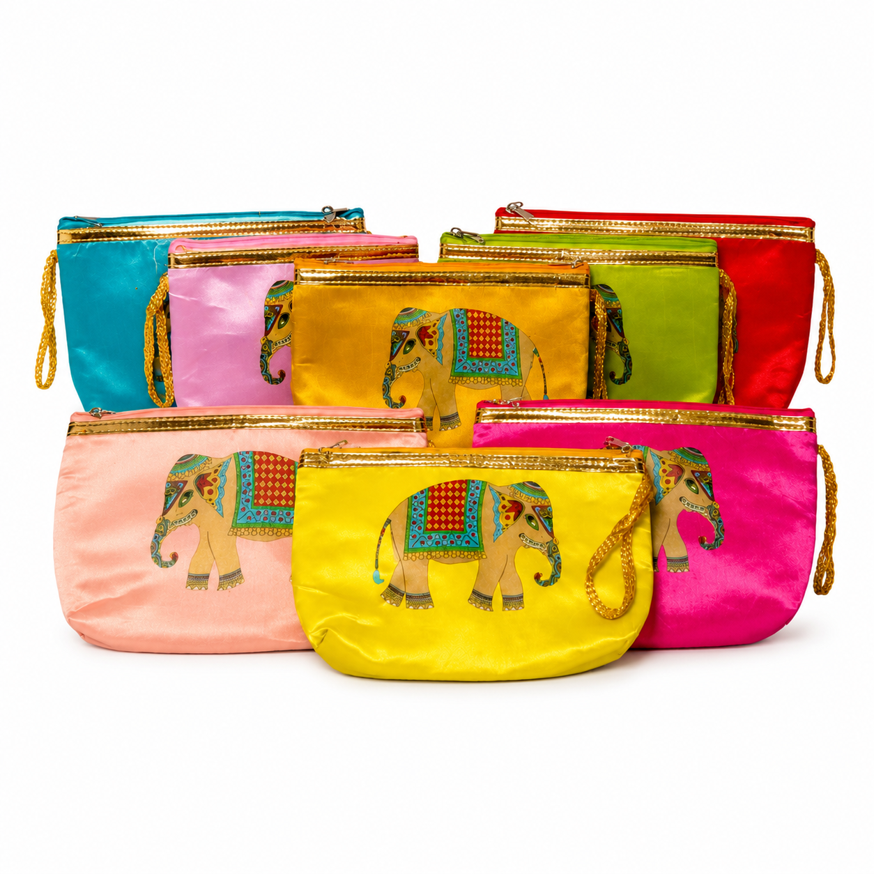 Silk Elephant Design Purse – Ethnic Gift Bag for Return Gifts & Party Favors