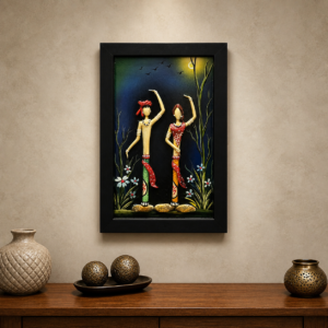 Handmade clay embossed wall art painting with textured 3D design for home and living room décor