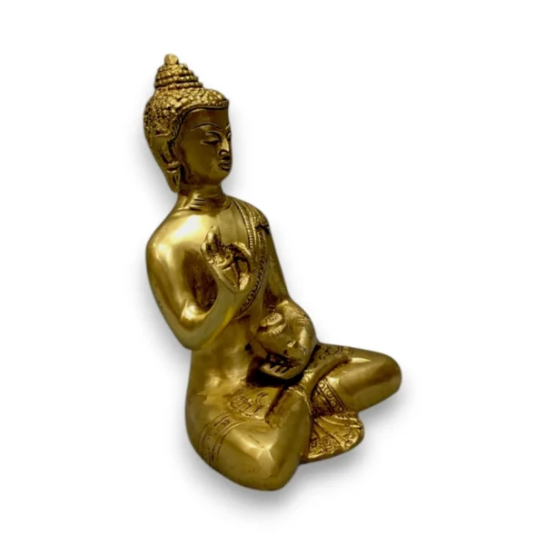 Brass Buddha Statue in Meditation Pose for Home and Office Decor