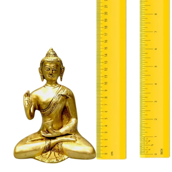 Brass Buddha Statue in Meditation Pose for Home and Office Decor