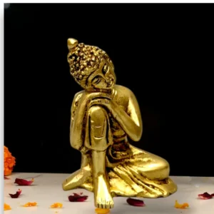 Brass Thinking Buddha Statue Sitting Pose for Home and Office Decor