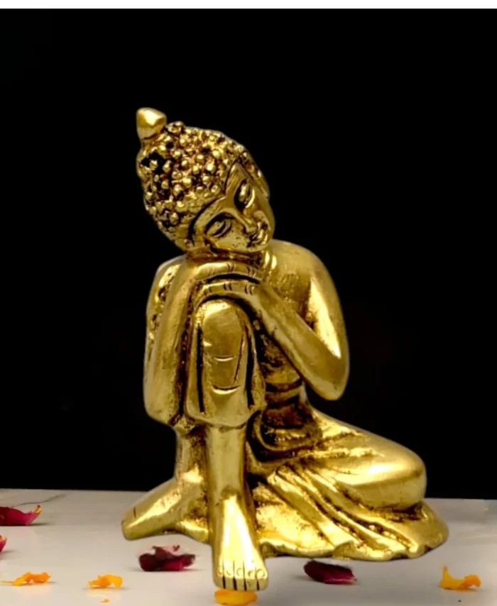Brass Thinking Buddha Statue Sitting Pose for Home and Office Decor