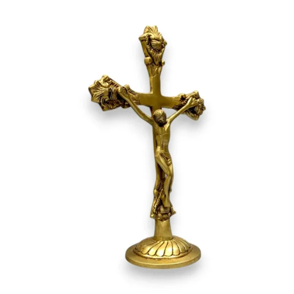 Brass Jesus Christ Cross Idol for Christian Home and Office Decor