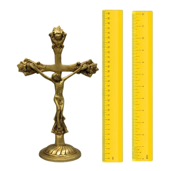 Brass Jesus Christ Cross Idol for Christian Home and Office Decor