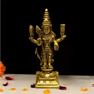 Brass Murugan Idol with Peacock – Hindu God Statue for Home & Pooja