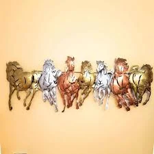Seven horse abstract metal wall decor with LED light for vastu, home and office wall decoration