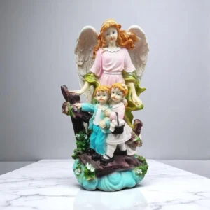 Angel with Kids Decorative Statue – Guardian Angel Figurine for Home and Office Decoration