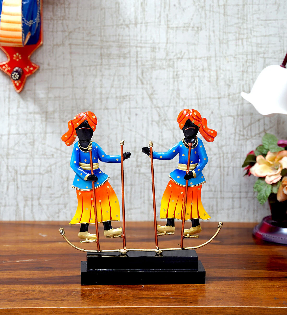 Wrought iron tribal Gedi dance handcrafted showpiece for table decoration
