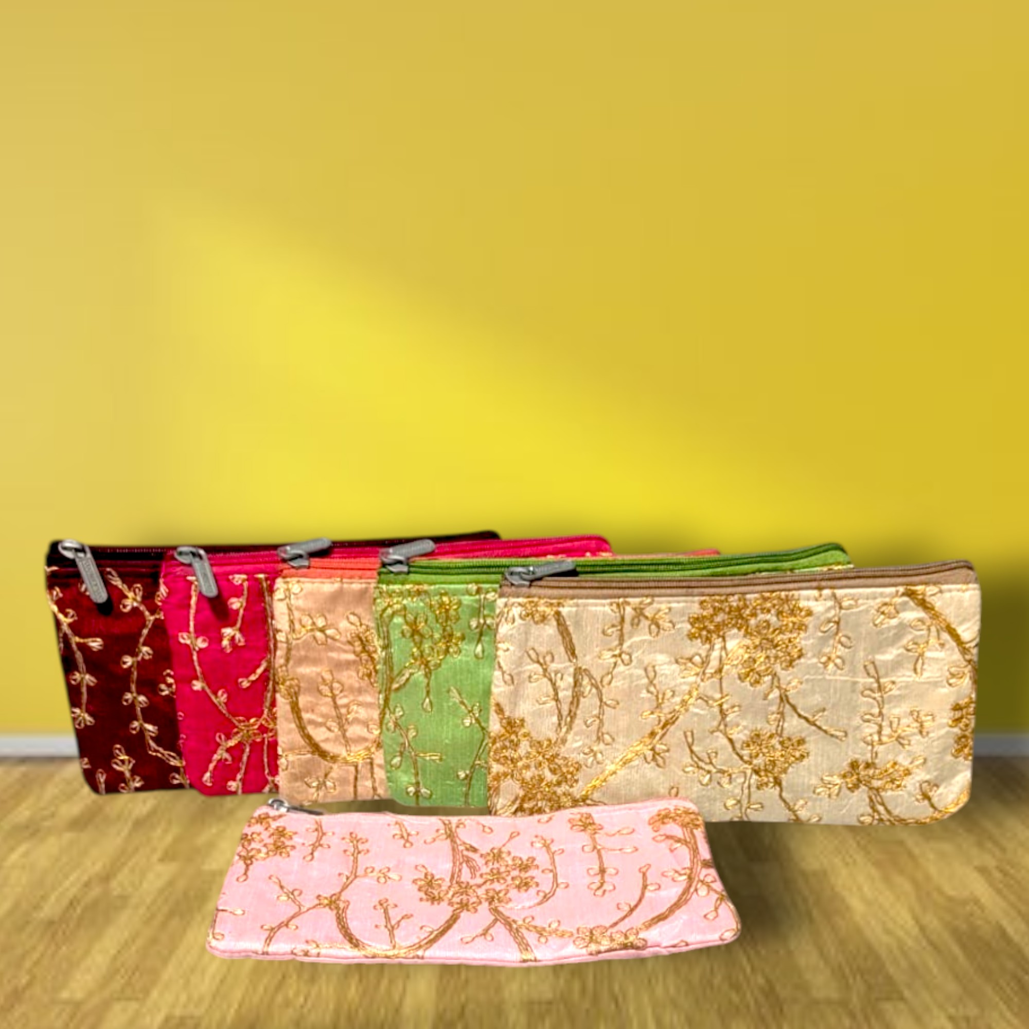 Silk Gold Embroidered Purse for Women - Ethnic Return Gift Bag