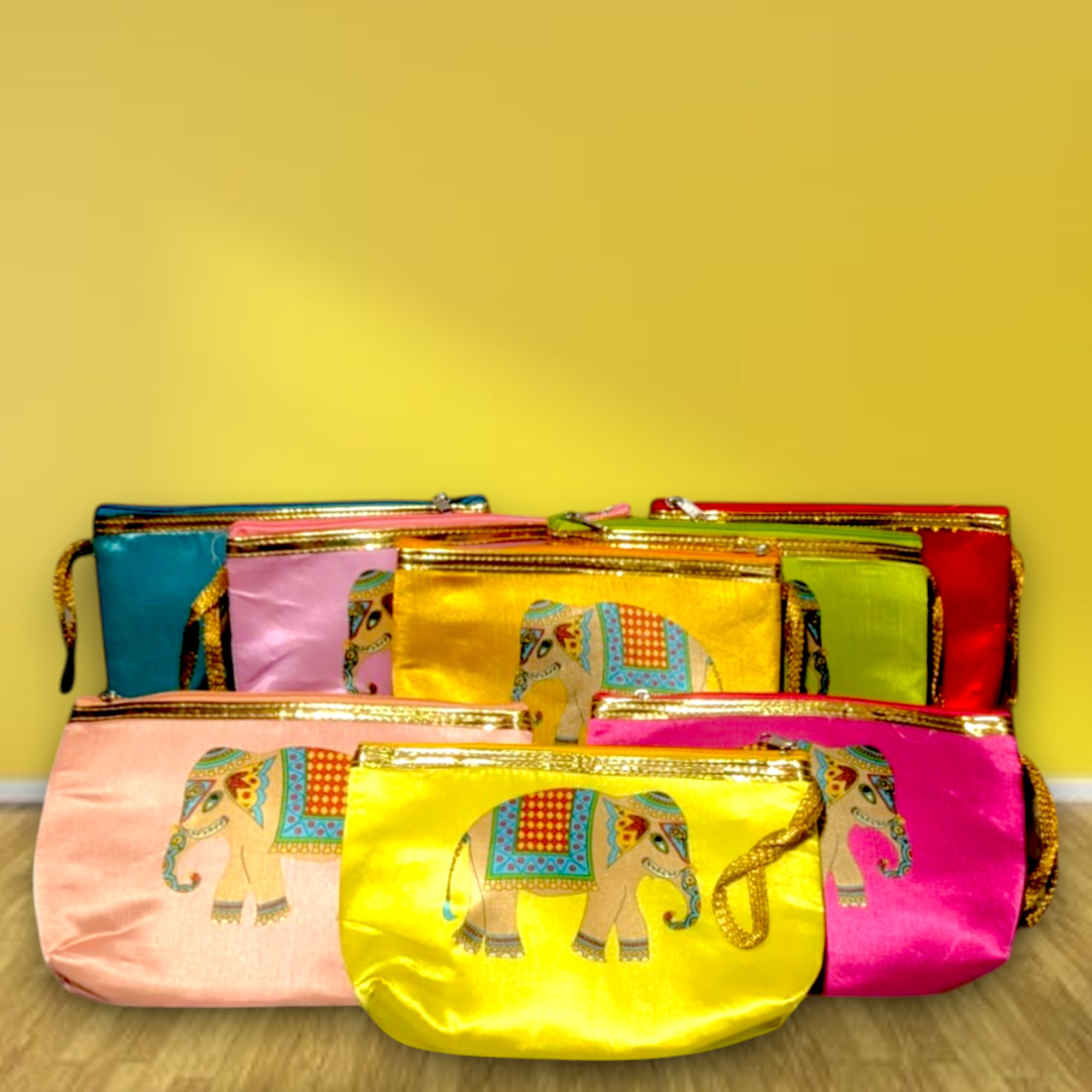 Silk Elephant Design Purse – Ethnic Gift Bag for Return Gifts & Party Favors