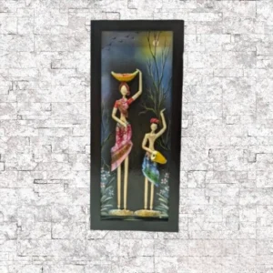 Handmade clay embossed wall painting with 3D texture and vibrant traditional design for home décor
