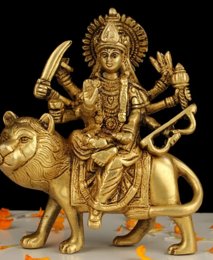 Handcrafted Brass Durga Maa Idol for Navaratri, Temple, and Home Pooja