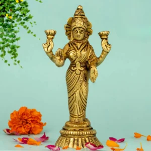 Brass Standing Lakshmi Idol for Pooja Room and Home Temple Decor