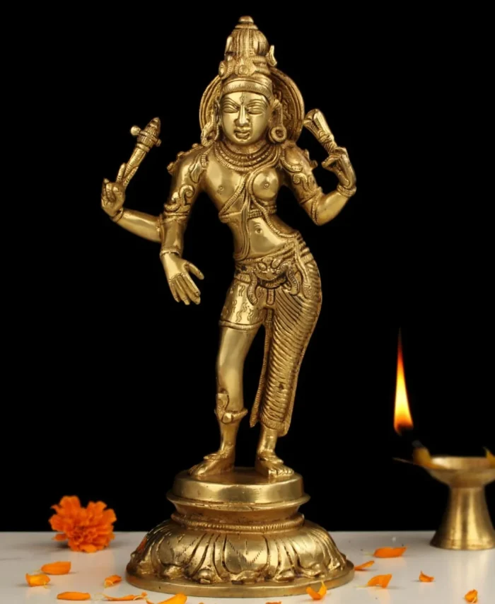 Handcrafted Brass Arthanareeswarar Statue for Home Temple Decor and Gifts