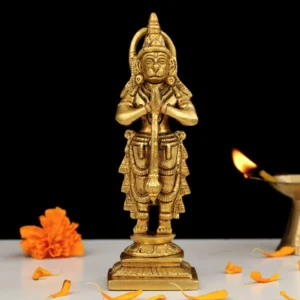 Handcrafted Brass Hanuman Standing Statue for Temple and Spiritual Home Decor