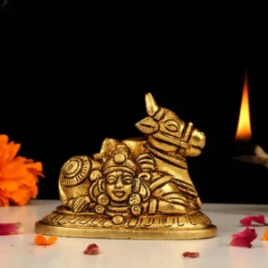 Handcrafted Brass Nandhi Statue for Shiva Temple Home Decor