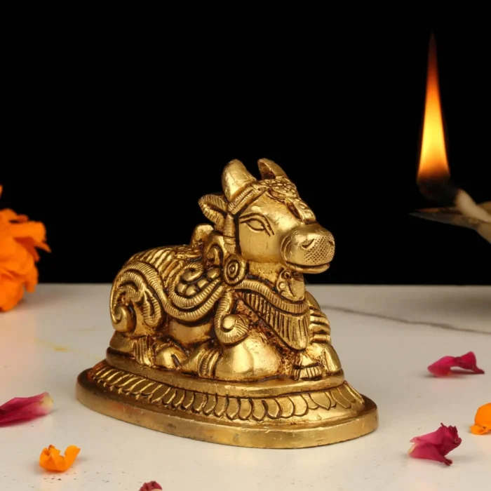 Handcrafted Brass Nandhi Statue for Home Temple Decor and Spiritual Gifts