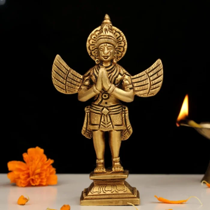 Handcrafted Brass Garudan Standing Statue for Temple and Spiritual Decor
