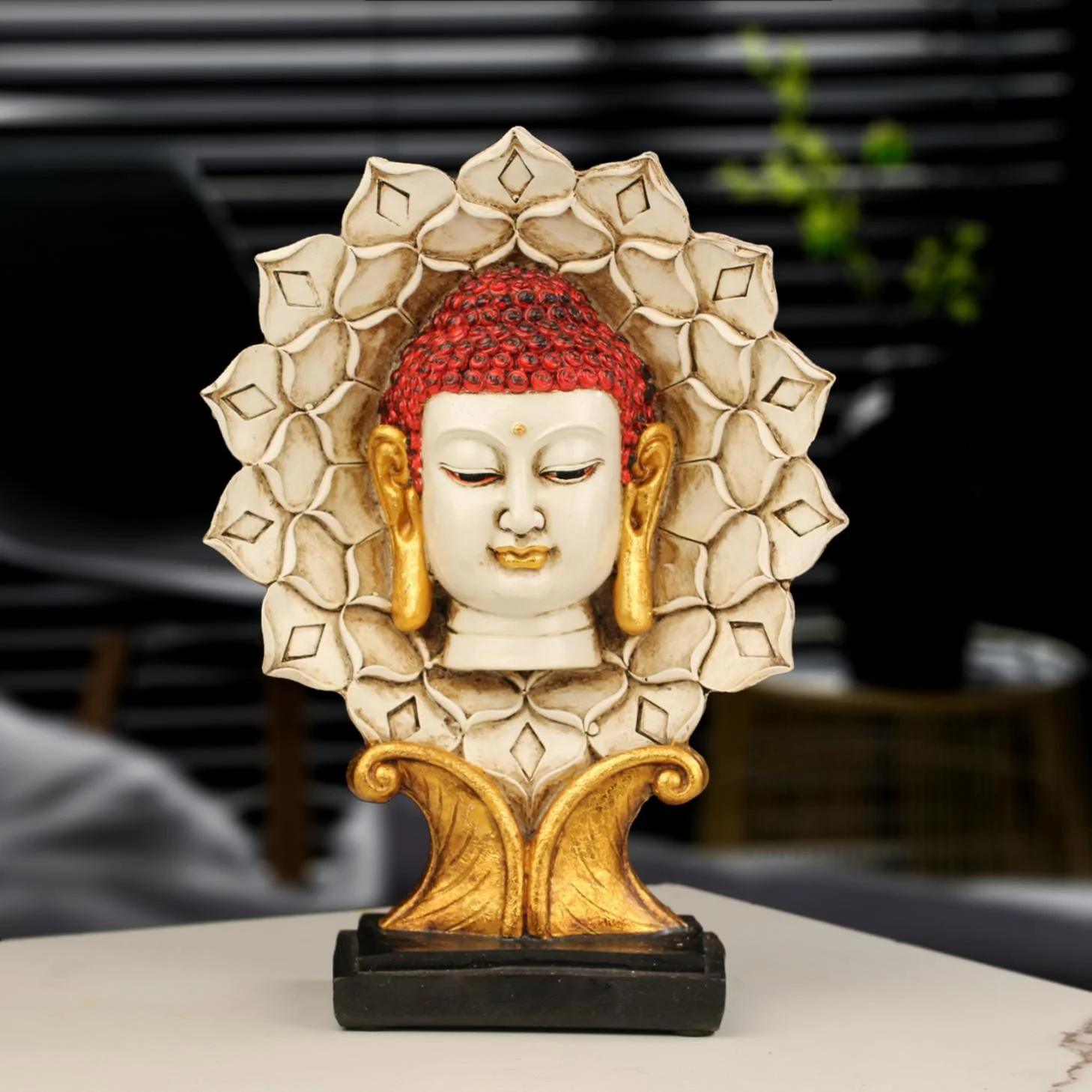 Decorative Buddha Head Sculpture Statue Showpiece for Home and Office Decor