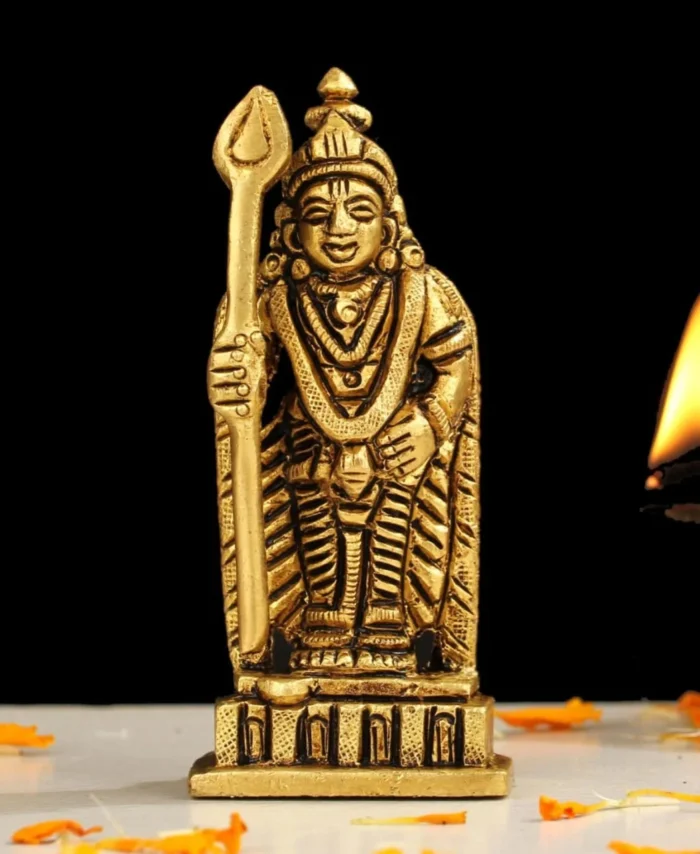 Brass Murugan Idol – Handcrafted Malaysian Muruga Statue for Home Temple and Pooja Room Decor
