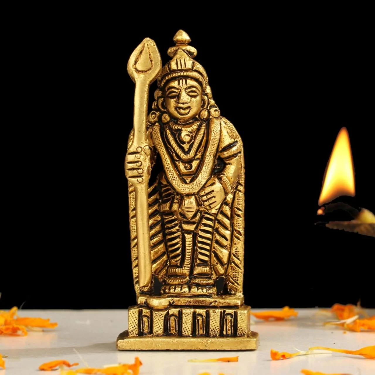 Brass Murugan Idol – Handcrafted Malaysian Muruga Statue for Home Temple and Pooja Room Decor
