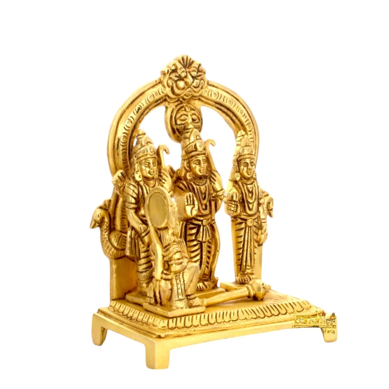 Brass Ram Darbar Idol 5 Inch – Lord Rama, Sita and Lakshman Statue for Pooja Room, Temple, and Home Decor