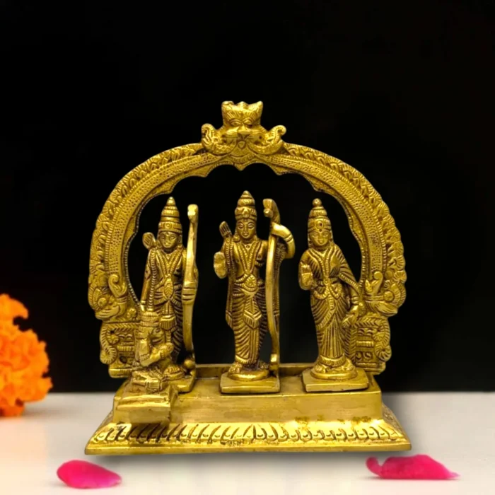 Brass Ram Darbar Idol 7.75 Inch – Lord Rama Sita Laxman Temple Statue