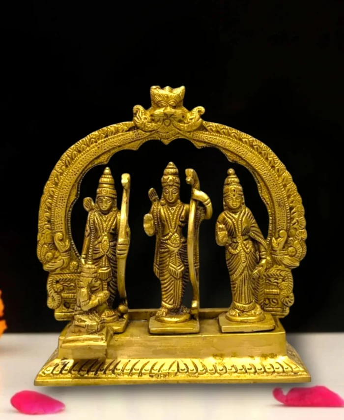Brass Ram Darbar Idol 7.75 Inch – Lord Rama Sita Laxman Temple Statue