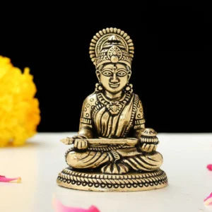 Premium Brass Goddess Annapurna Devi Idol with Golden Finish for Pooja Room and Home Decor