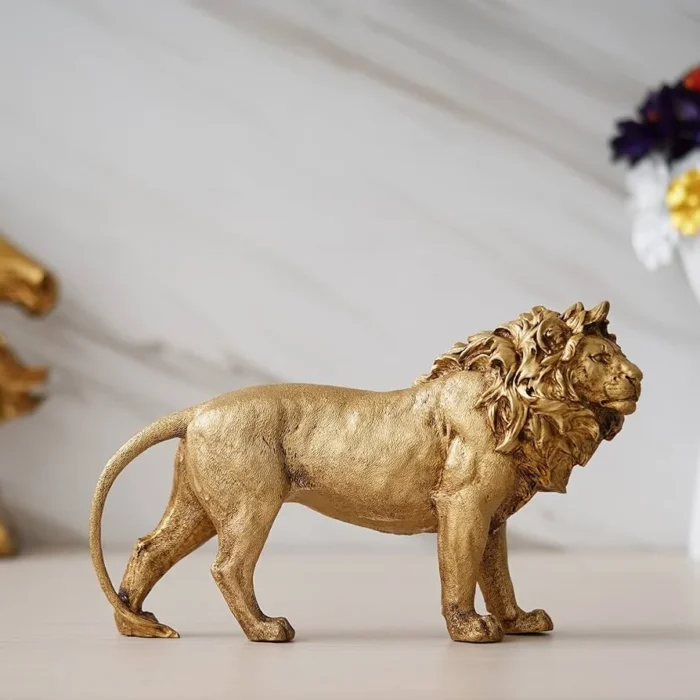 7 Inch Antique Lion Statue Animal Figurine for Home, Office, Garden Decor