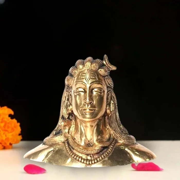 Handcrafted Brass Adiyogi Idol of Lord Shiva for Puja and Meditation
