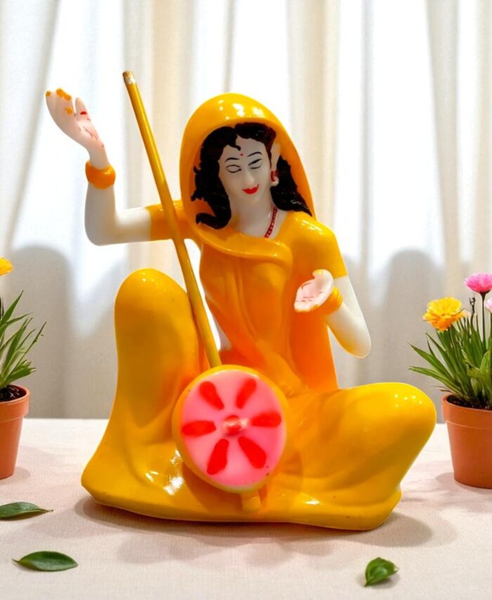 Marble Look Meera Bai White Statue for Home Decor and Pooja Room